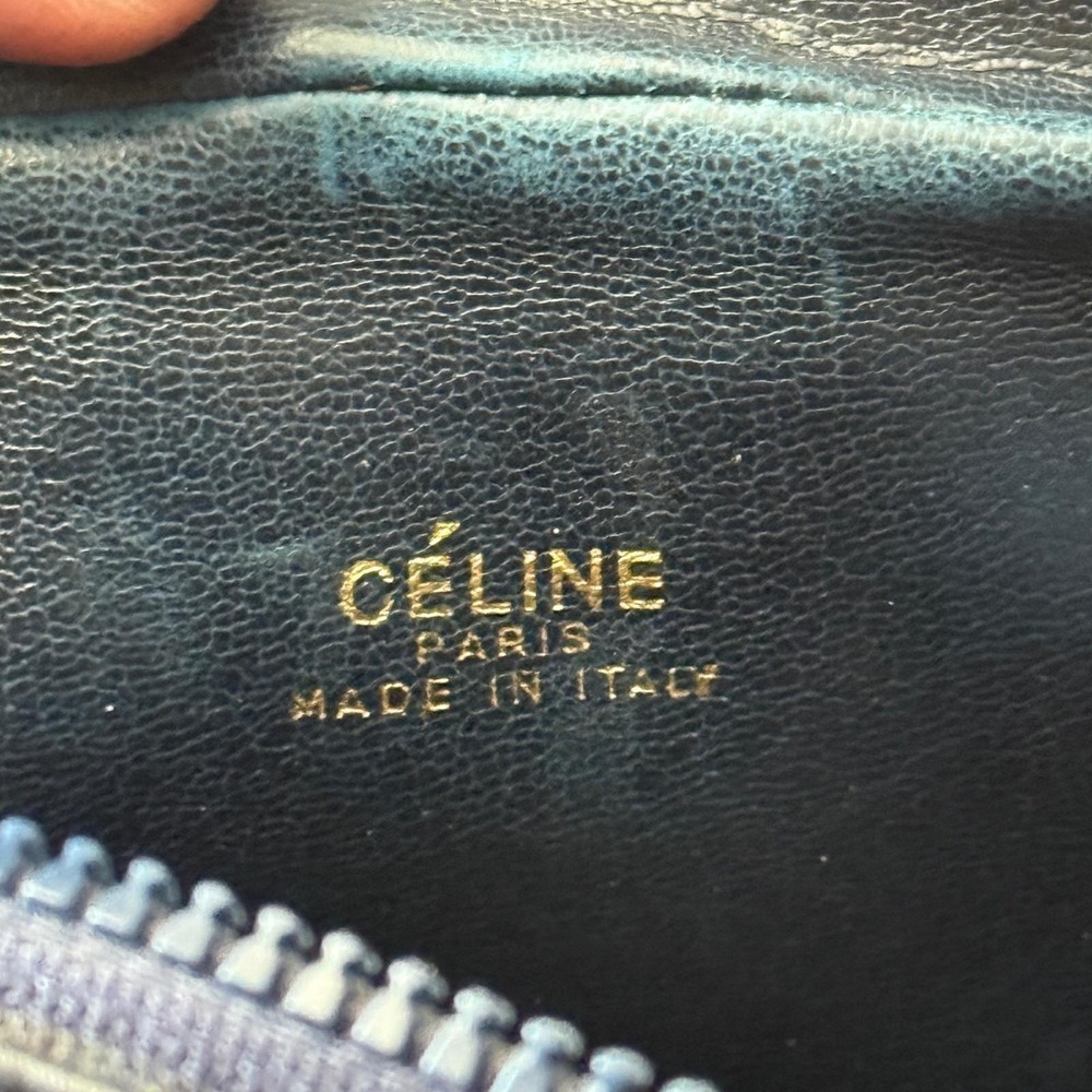 Celine Paris C Sulky Monogram Toiletry Clutch Pouch Navy Blue Jacquard Leather - Picture 7 of 12